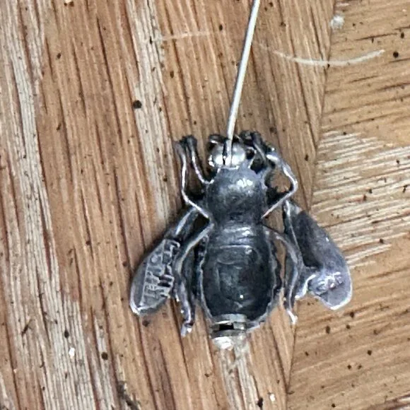 Vintage Sterling Silver Bee Brooch Signed Israel – Figural Insect Pin Nature 1 “ - Picture 10 of 10